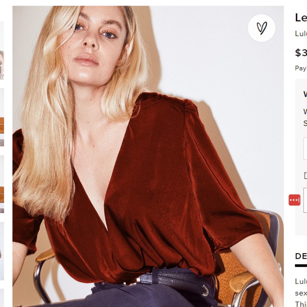 NWT Lulu's Leave 'Em Stunned Rust Brown Satin Puff Sleeve Bodysuit, Medium